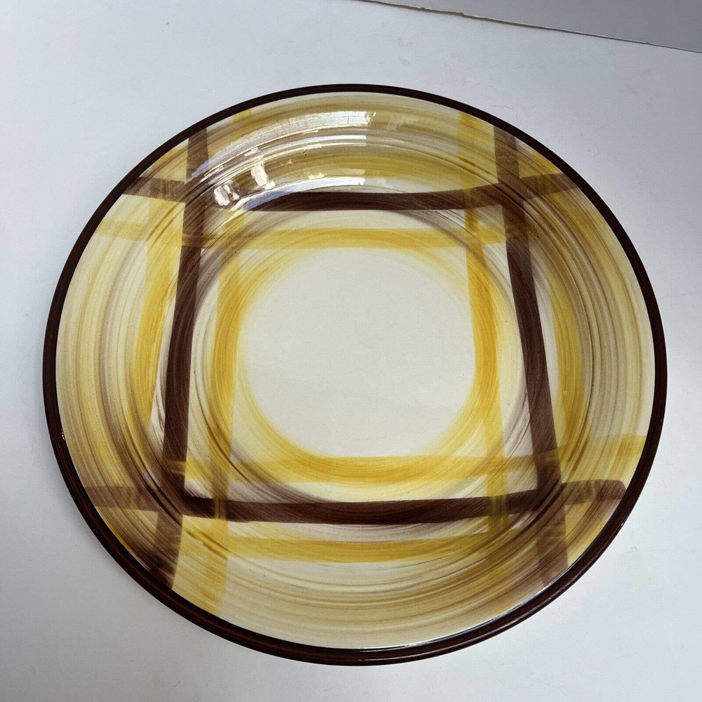 Vernonware ORGANDIE Vintage 12” Round Serving Platter - Plaid Butterscotch